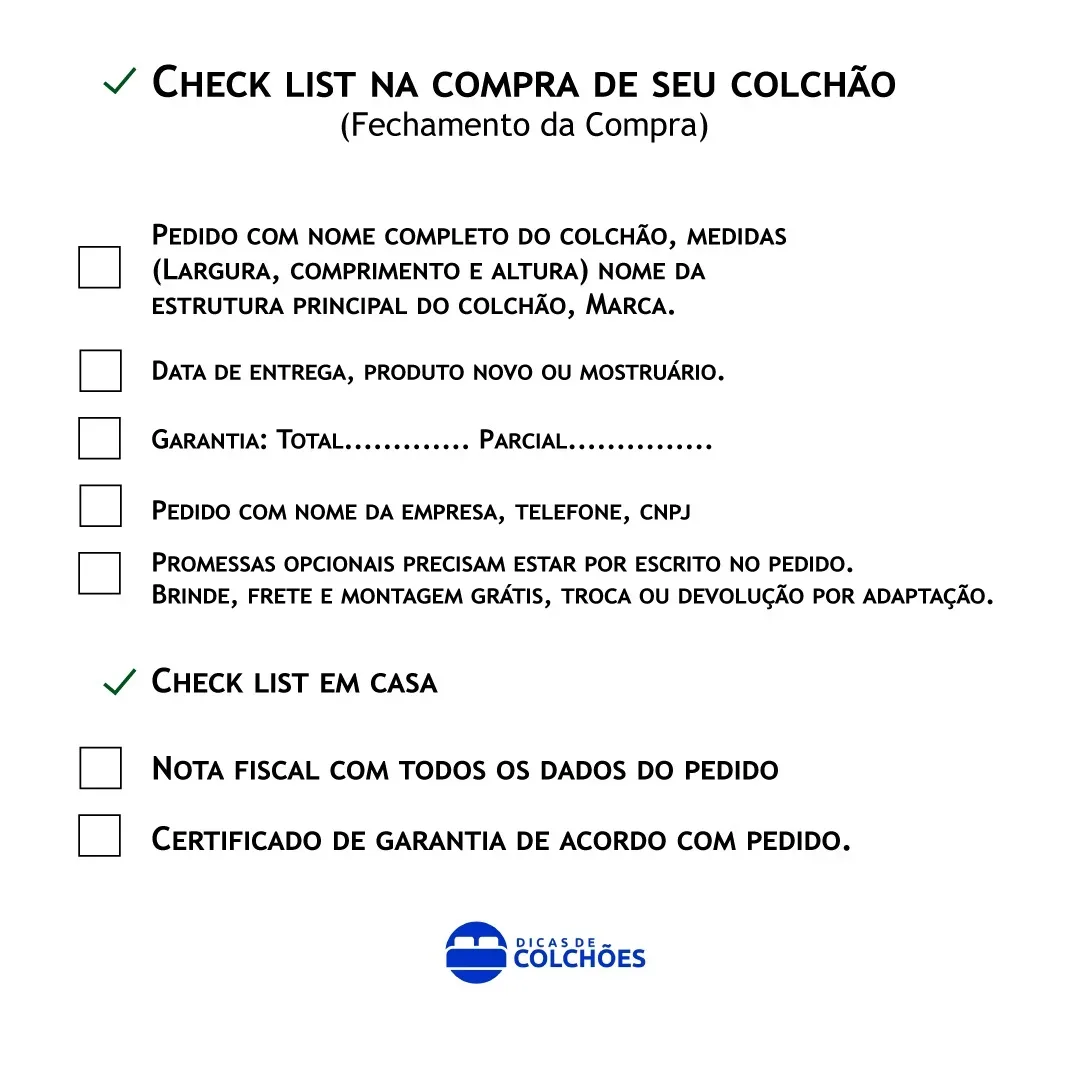 Check List para compra de colchão